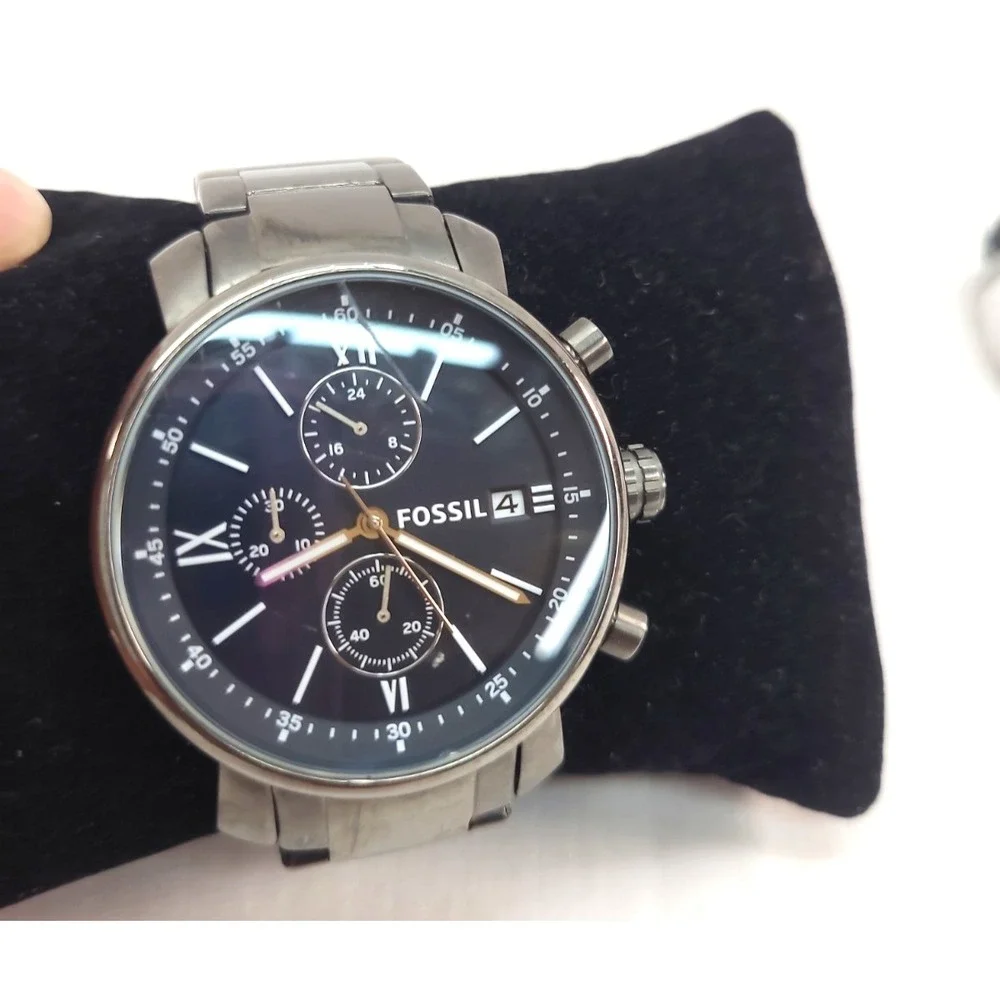 Fossil BQ1701 Rhett Blue Dial Metal Grey Stainless Steel Chronograph Men Watch